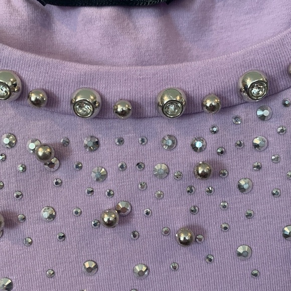 SHEIN Women’s XS Small Purple Beaded Embellished Purple Short Sleeve T-Shirt - Picture 4 of 5